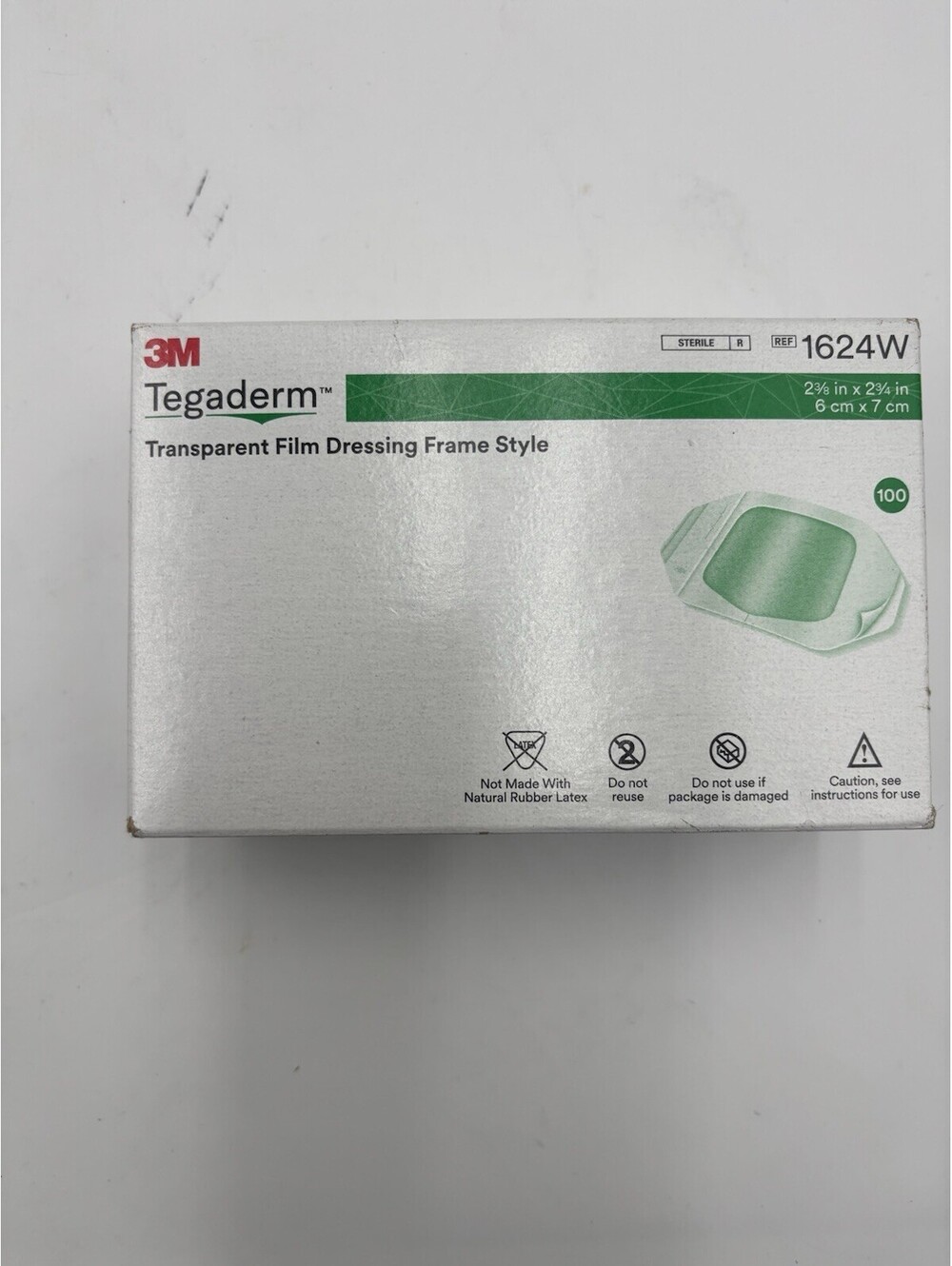 3M 1624W Tegaderm Transparent Film Dressing 2.375" x 2.75" Frame  - 1 Box of 50